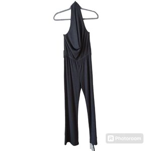 *Oboe Gray Knit Halter Cowl Neck Bodysuit Romper Lightweight Flowy Size Small